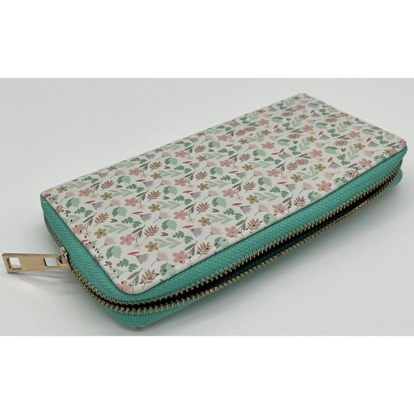 womens wallet teal and White floral print. by Heimish Atlantic Fashion. - Picture 2 of 11